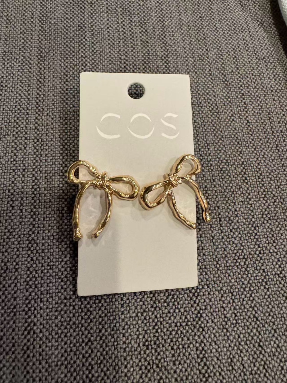COS Polished Gold Bow Stud Earrings